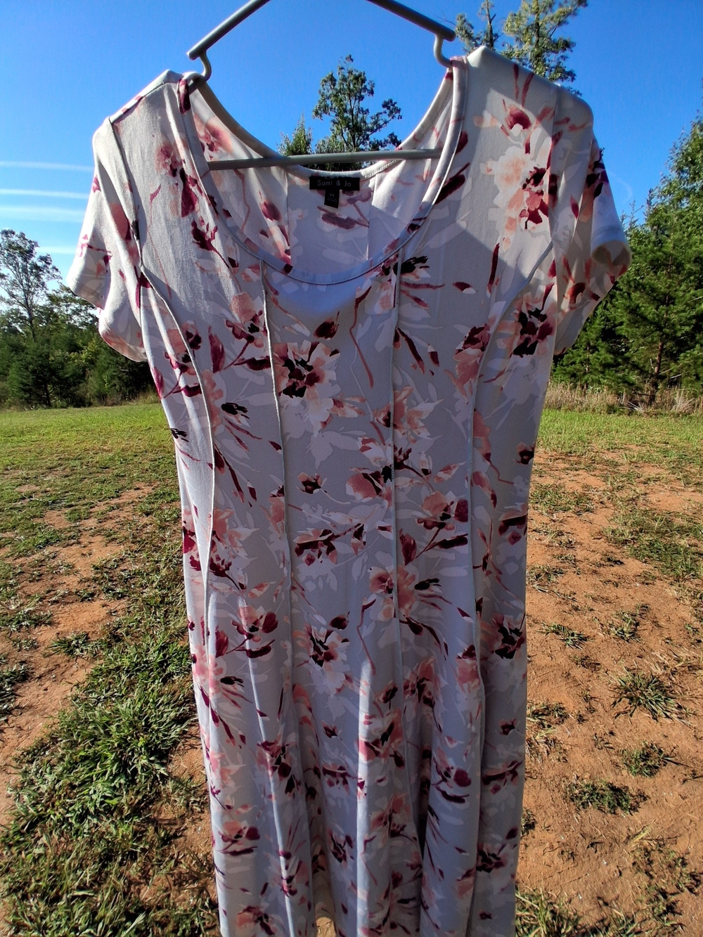 Sami & Jo Panel Midi Dress Gray with Rose Print Woman's Size XS - Picture 3 of 6